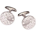 Round Stainless Steel Cuff Links w/ Cubic Zirconia